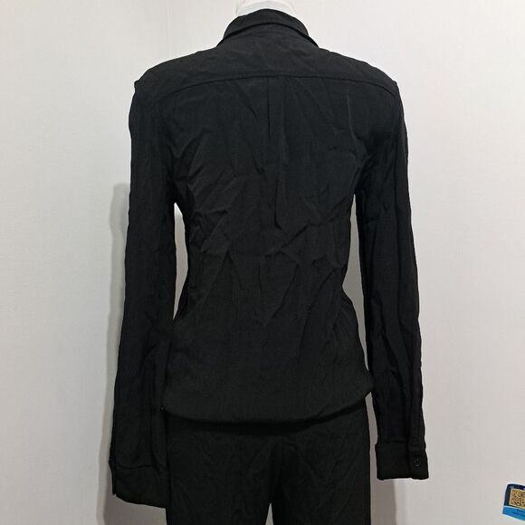 Monrow Crepe Long Sleeve Moto Boho Jumpsuit Small Black NWT - Picture 14 of 16